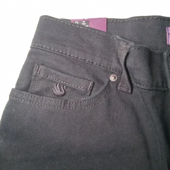 Gloria Vanderbilt Amanda Jeans 8 Short Black Stretch Tapered Leg New - Picture 9 of 11